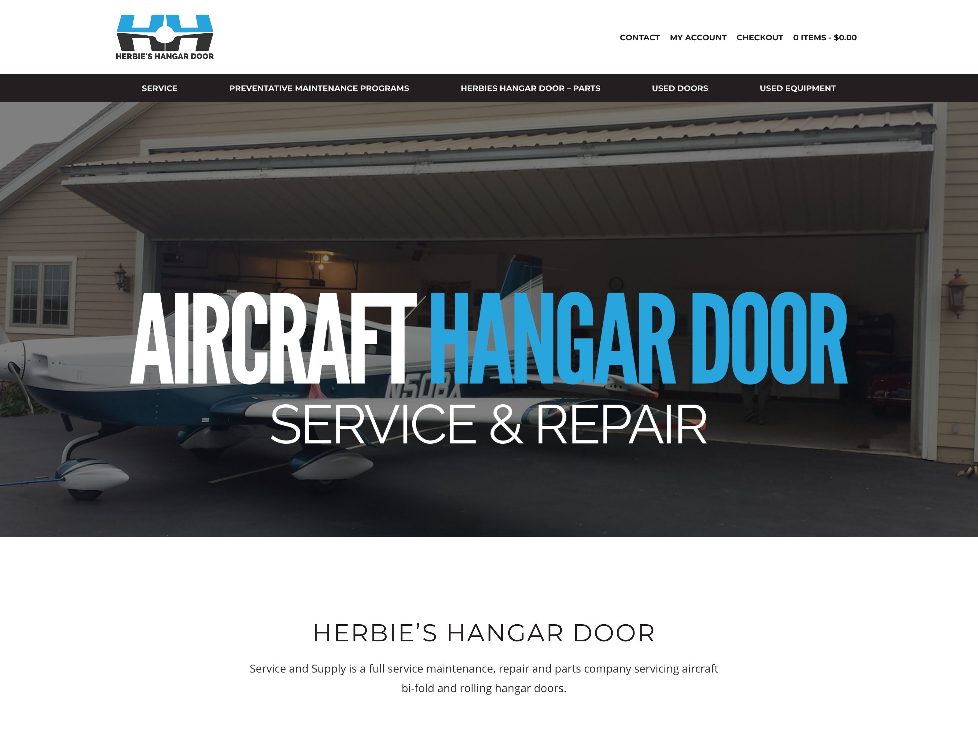 Herbie's Hangar Door website